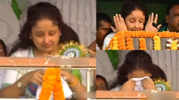 Kalpana Soren crying about his husband arrest Hemant Soren is turning against BJP Kalpana Soren crying about his husband arrest Hemant Soren is turning against BJP