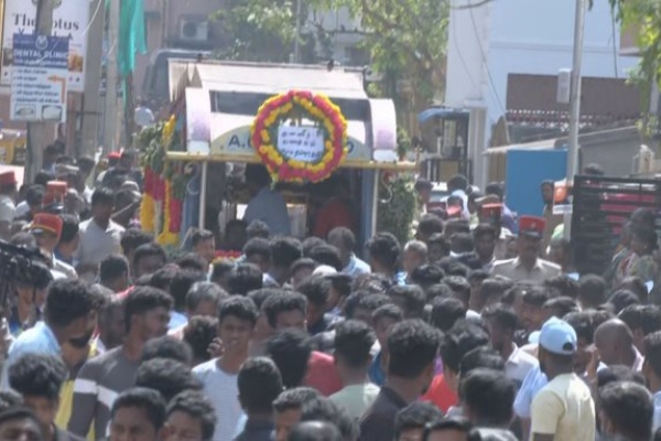 Puducherry girl funeral books bag and toys hanging on the vehicle