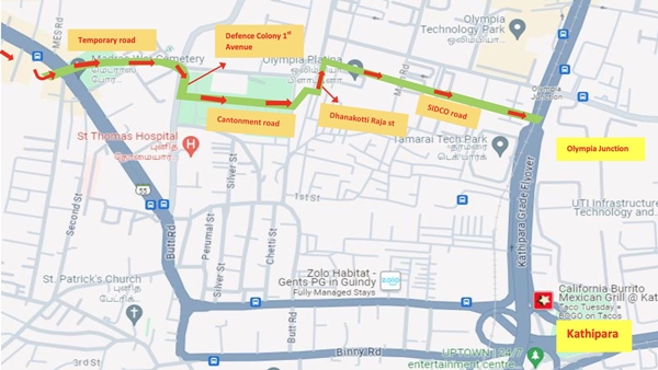 Traffic change on Chennai Mount-Poontamalli road in first week of May Chennai metro