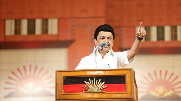 Stalin attacks bjp and aiadmk in erode election campaign
