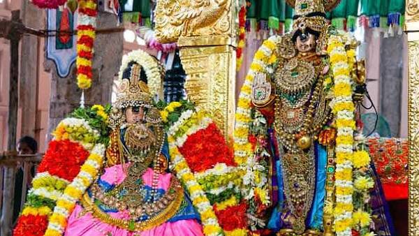 Srirangam Adhi Brahmotsavam 2024 festival Namperumal and Ranganayaki Thayar Serthi Sevai for family unity