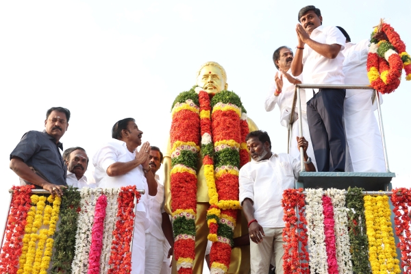 KN Nehru Arun nehru pays respect to Ramajayam at his 12th death anniversary
