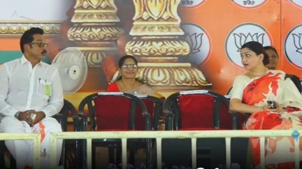 Sarathkumar met Kushboo on the PM Modi Salem BJP meeting for Lok Sabha elections 2024