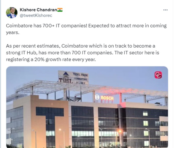 Coimbatore has 744 IT companies Amazing growth Expected to attract more in coming years