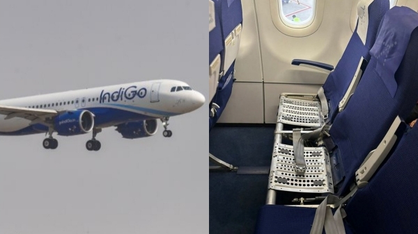 Missing cushion on passenger seat in Indigo flight has created a huge debate