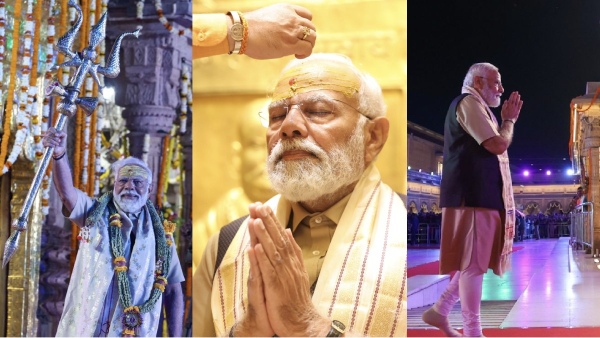 PM Modi picked up a trishul and greeted the public after offering prayers at Kashi Vishwanath Temple in Varanasi