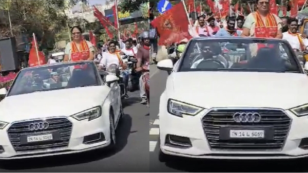 Lok Sabha Election 2024 Naam Tamilar candidate make debate with her Audi 4 while nominations