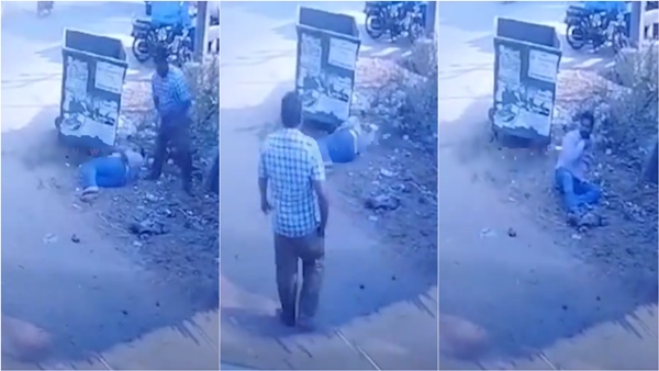 CCTV footage of an auto driver snatching a gold chain from a drug addict in Puducherry