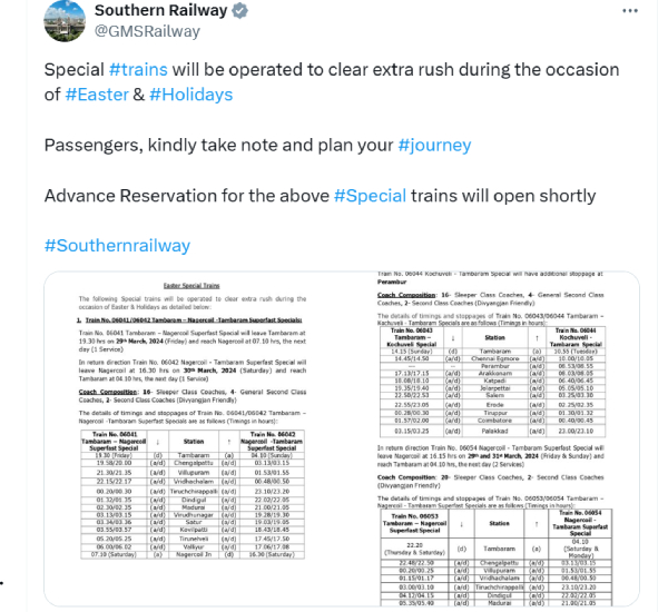 Chennai Egmore- Nagercoil vande bharat train will be operated