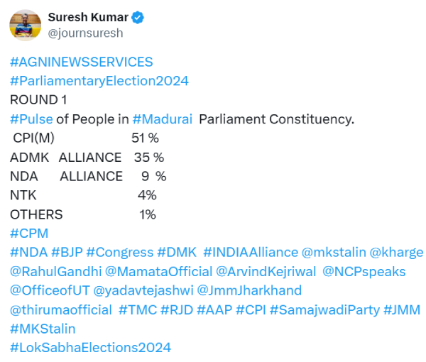 DMK will sweep Madurai Kanniyakumari and Sivagangai in Lok Sabha election Survey says DMK will sweep Madurai Kanniyakumari and Sivagangai in Lok Sabha election Survey says