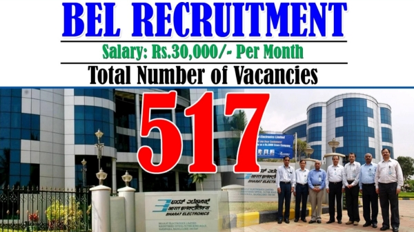  BEL recruitment 2024:Bharat Electronics Limited 517 Trainee engineer I jobs and salary from Rs.30,000 to Rs.40,000