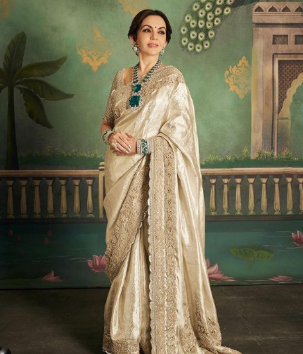 Nita Ambani wore stunning Kanchipuram silver silk saree