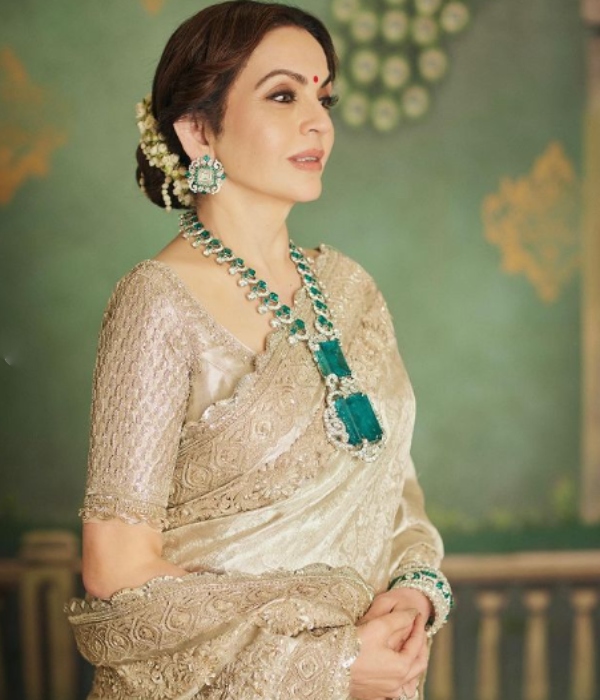 Nita Ambani wore stunning Kanchipuram silver silk saree