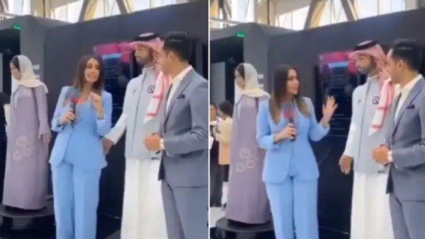 Saudi Arabia first male robot harass female reporter on stage
