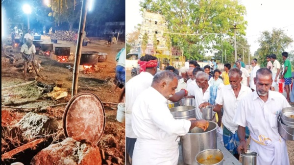 Dindigul Natham temple festival Mutton Gravy and 60 Goats with 100 kg mutton feast only for men