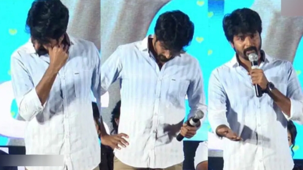 Actor Sivakarthikeyan crying speaking on the stage in a fans meeting