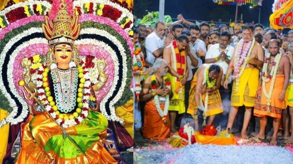 Thousands of Devotees throng in ritual of walking on embers at Erode Bannari Amman Temple