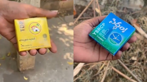 YSRCP and TDP party symbols beind printed on condoms