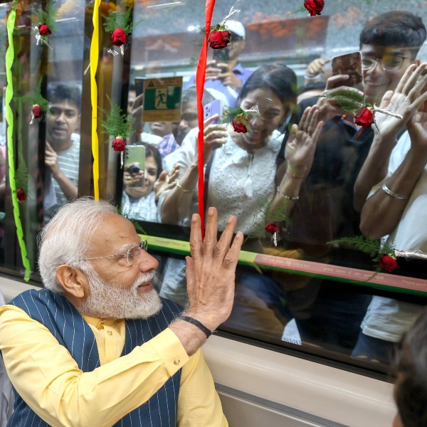PM Modi rides on India s first underwater Metro in Kolkata