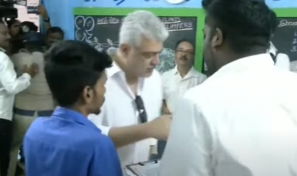 Actor Ajith arrived at the polling booth 30 minutes before the polling began