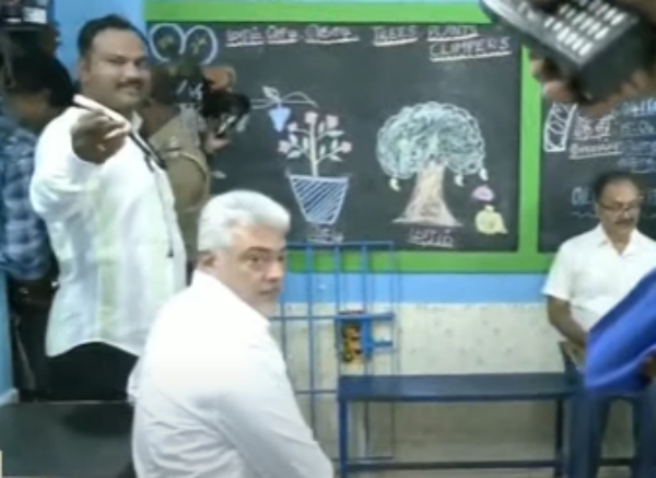 Actor Ajith arrived at the polling booth 30 minutes before the polling began