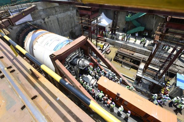 CMRL s Tunnel Boring Machine Kalvarayan drilling below electric train route in Chennai