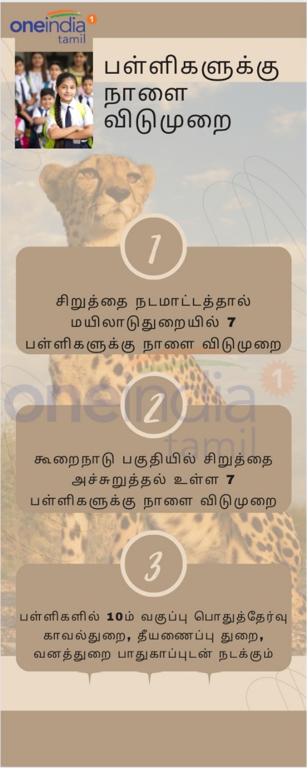 Tomorrow will be a holiday for 7 schools at Koranad area in Mayiladuthurai due to leopard roaming