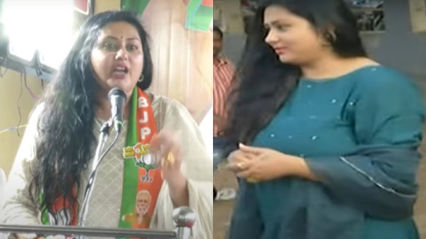 Tiruppur Lok sabha Election 2024 and BJP Actress Namitha Praises PM Modi while compaigning in the Apartment