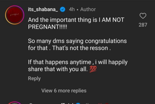 Actress Shabana had posted explain So fans asked him are you pregnant
