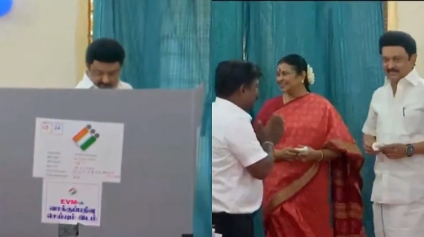 Chief Minister MK Stalin who stopped his convoy and walked to polling booth in Chennai Chief Minister MK Stalin who stopped his convoy and walked to polling booth in Chennai