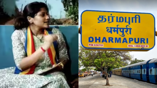 Daughter Sangamitra Anbumani campaigning for mother Soumya Anbumani in Dharmapuri