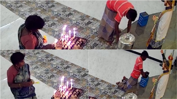 After lighting a candle in Dindigul Mullipadi church the mysterious assailant stole the money from the undiyal After lighting a candle in Dindigul Mullipadi church the mysterious assailant stole the money from the undiyal