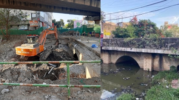 A major bridge in Chennai Mylapore demolition done half distance for metro works