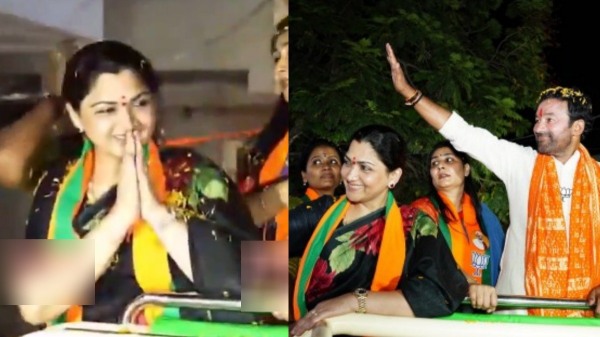 Khushbu Sundar suddenly campaign in Telangana Who did not campaign in Tamil Nadu Khushbu Sundar suddenly campaign in Telangana Who did not campaign in Tamil Nadu