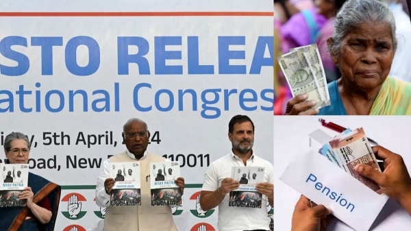 Congress manifesto says senior citizens persons with disabilities and widow pesion will be increased upto Rs 1000