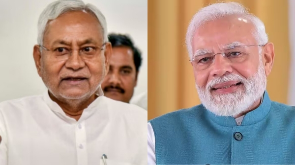 Nitish Kumar says BJP Will Have win 4 000 MPs and then Touches PM s Feet
