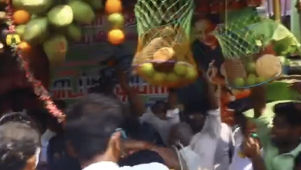 Salem AIADMK cadres with fruits and what happened in the Edappadi Palanisamy Buttermilk Panthal Function
