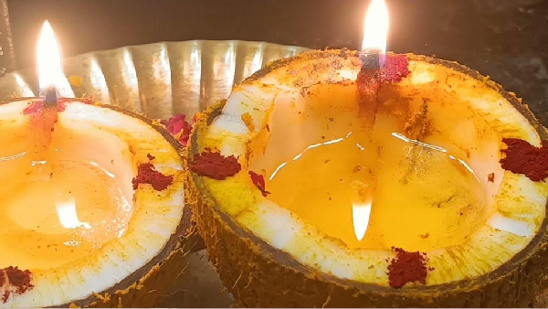 Do you know a temple in Krishnagiri lights lamp in Tender coconut water