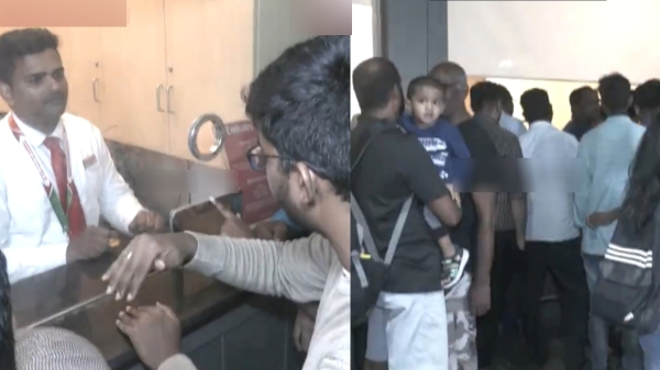 Flight to Dubai cancelled passengers besieged Emirates office at Chennai airport Flight to Dubai cancelled passengers besieged Emirates office at Chennai airport