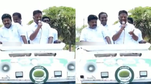 Former CM O Pannerselvam mistakenly seeking vote for Two leave symbols in his Campaign