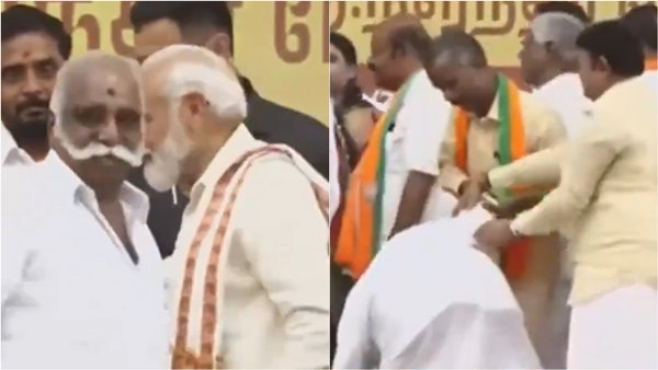 Do you know about former anakkattu ADMK MLA Pandurangan who fell before PM narendra Modi Do you know about former anakkattu ADMK MLA Pandurangan who fell before PM narendra Modi