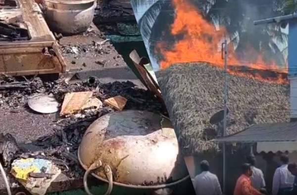 BJP Nagai candidate ramesh booked for huts burned while burst crackers