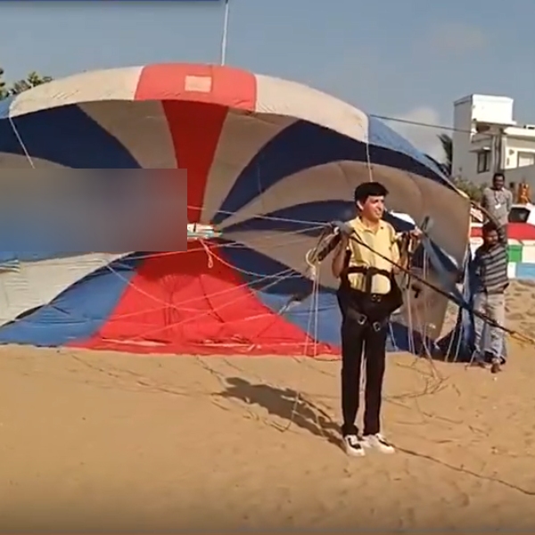 J Radhakrishnan did para glyding awareness campaign for 100 voting