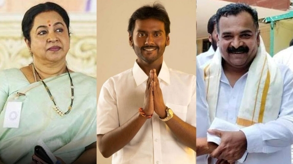 Mainckam Tagore VS Vijaya Prabhakaran VS Radhika Who will win in Virudhunagar Seat Thanthi TV Survey says this Mainckam Tagore VS Vijaya Prabhakaran VS Radhika Who will win in Virudhunagar Seat Thanthi TV Survey says this