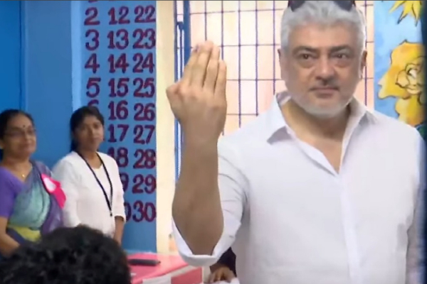 Actor Ajith arrived at the polling booth 30 minutes before the polling began