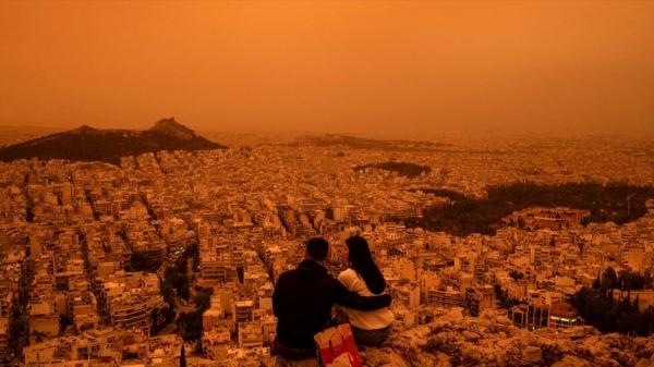 Why did Athens city turned Yellow-Orange