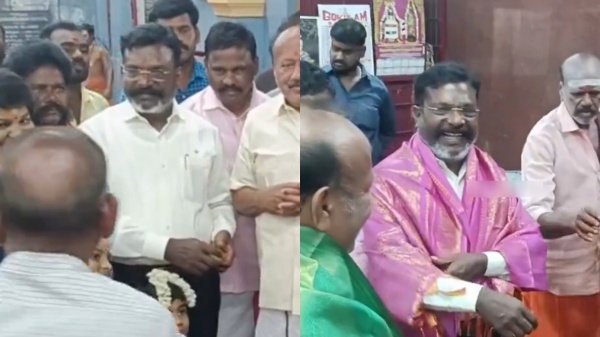 VCK Chief Thol Thirumavalavan Sami darshanam in the temple before going to casting vote