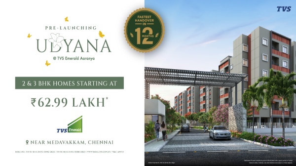 Buy your dream resort style low rise apartments from Udyana at TVS Emerald Aaranya