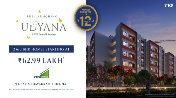 Buy your dream resort style low rise apartments from Udyana at TVS Emerald Aaranya