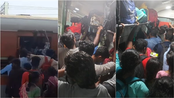 Unimaginable crowd in Pallavan Vaigai express train Congestion at kilambakkam bus stand Unimaginable crowd in Pallavan Vaigai express train Congestion at kilambakkam bus stand
